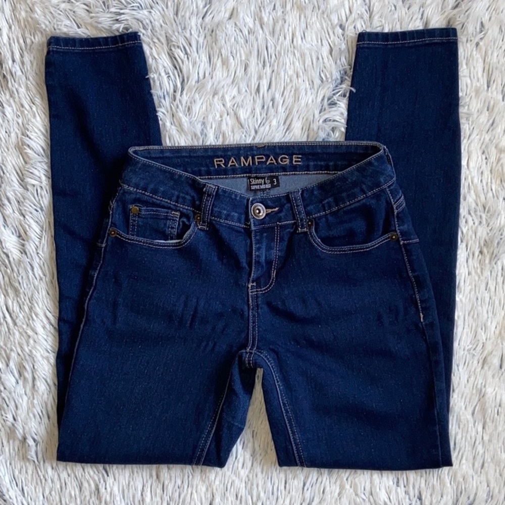 Rampage Skinny Sophie Mid Rise Blue Jeggings 3